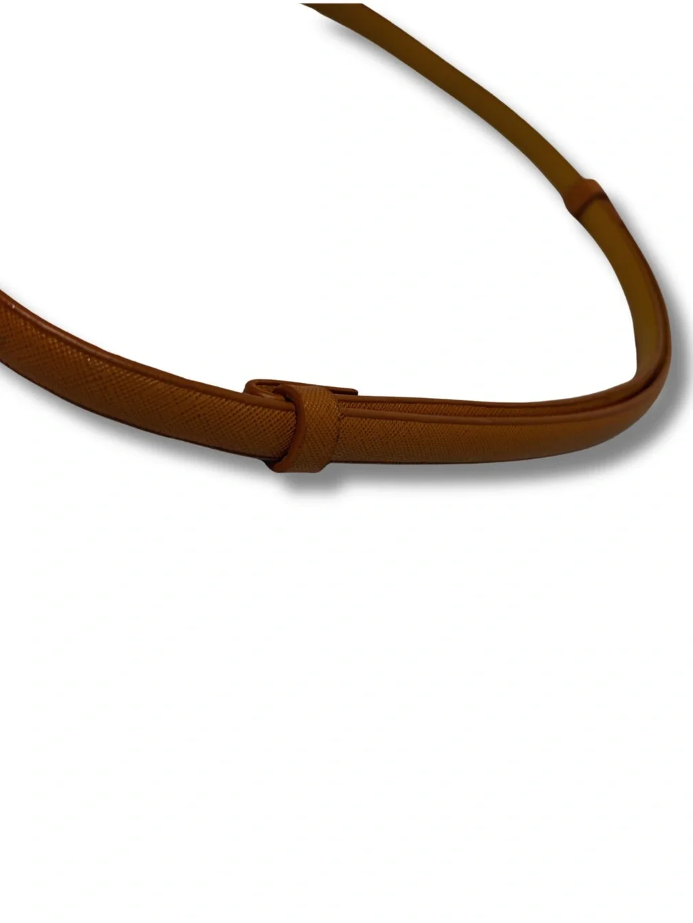 Slim Brown Waist Belt with Gold Interlock Buckle